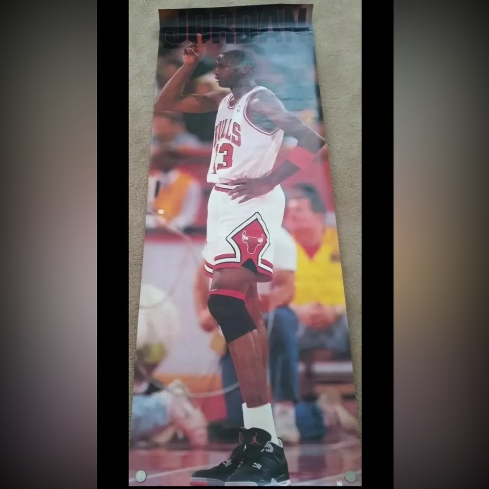 Vintage 90s Michael Jordan Chicago Bulls90/91 Life Size 26x74” Sealed Poster
